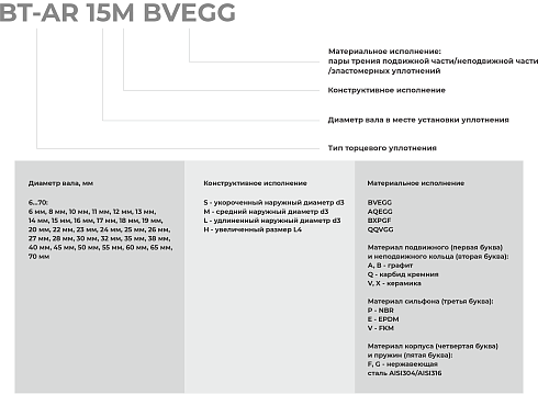 Торцевое уплотнение BT-AR 70 QQVGG в Красноярске фото